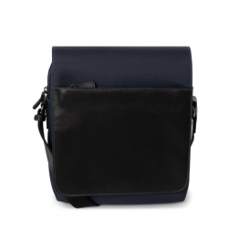 Τσάντα όρθια με θήκη για Ipad σε μπλε ύφασμα με δέρμα Hexagona DRPXLJ6