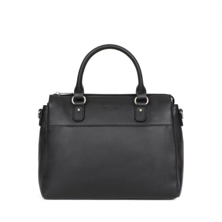 Τσάντα χειρός τριθέσια σε μαύρο δέρμα 282SDF66