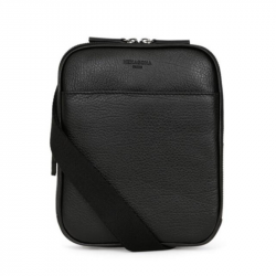 HEXAGONA Τσαντάκι χιαστί σε μαύρο χρώμα από σπυρωτό μαλακό δέρμα HDE68F