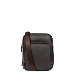 Τσάντα χιαστί σε καφέ σκούρο δέρμα 29KFO482