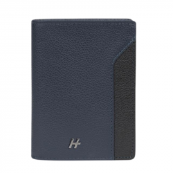 DANIEL HECHTER Ανδρικό πορτοφόλι όρθιο 9,5Χ13 με προστασία RFID σε μπλέ με μαύρο δέρμα 29ACD518