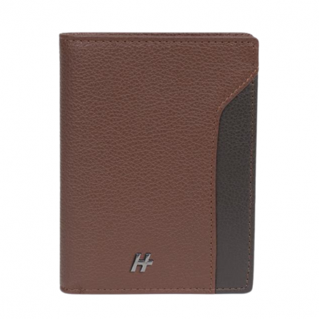 DANIEL HECHTER Ανδρικό πορτοφόλι όρθιο 9,5Χ13 με προστασία RFID σε καφέ δέρμα 29KAF518