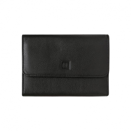 HEXAGONA Γυναικείο πορτοφόλι δερμάτινο μαυρο με εξωτερική κερματοθήκη HUL53P