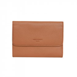 HEXAGONA Γυναικείο πορτοφόλι μεσαίο με κούμπωμα σε ταμπά δέρμα BVT239NT