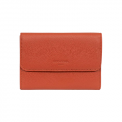 HEXAGONA Γυναικείο πορτοφόλι μεσαίο με κούμπωμα σε πορτοκαλί δέρμα BVZ244NZ