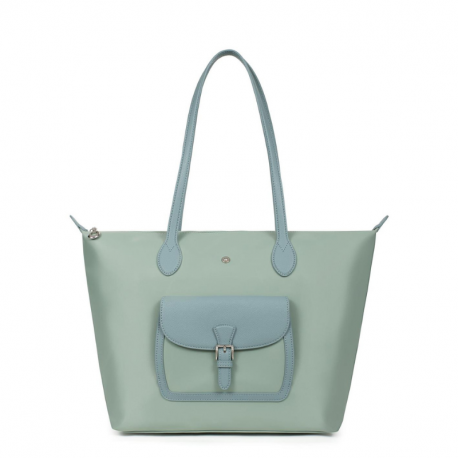 Τσάντα shopping από αδιάβροχο ύφασμα στο χρώμα της μέντας. 299MEN80