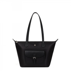 Τσάντα ώμου από αδιάβροχο μαύρο ύφασμα 299KLS82