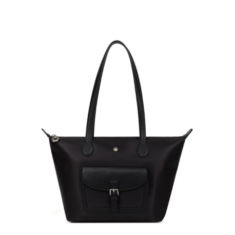 Τσάντα ώμου από αδιάβροχο μαύρο ύφασμα 299KLS82