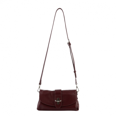 Τσάντα χιαστί τριθέσια από μπορντό δέρμα 300NOI32