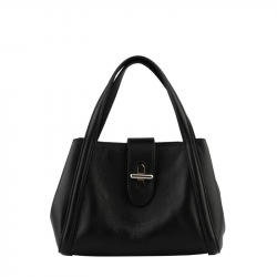 Τσάντα χειρός τριθέσια σε μαύρο δέρμα 30NER034