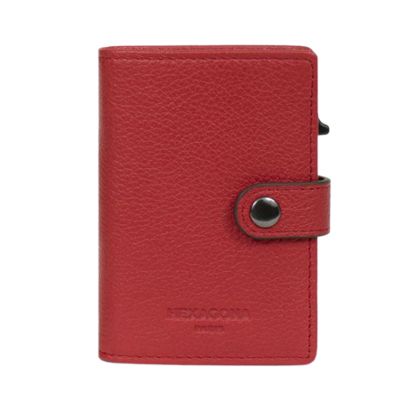 Καρτοθήκη με μηχανισμό slide και προστασία Rfid σε κόκκινο σκούρο δέρμα 29NBL471