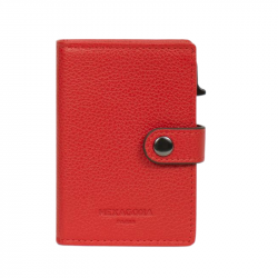 Καρτοθήκη με μηχανισμό slide και προστασία Rfid σε κόκκινο δέρμα 29RGE471