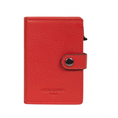 Καρτοθήκη με μηχανισμό slide και προστασία Rfid σε κόκκινο δέρμα 29RGE471