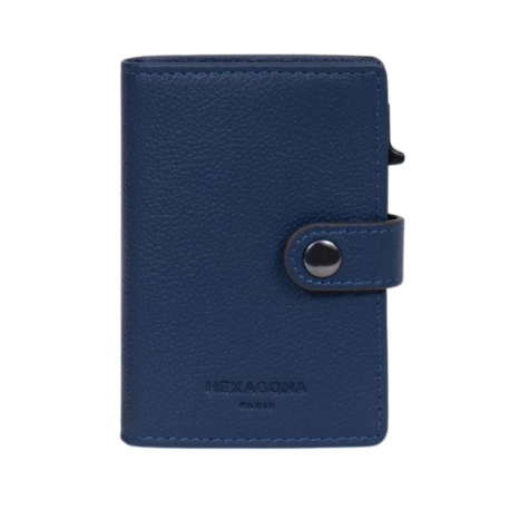 Καρτοθήκη με μηχανισμό slide και προστασία Rfid σε μπλέ ρουά δέρμα 294BRO71