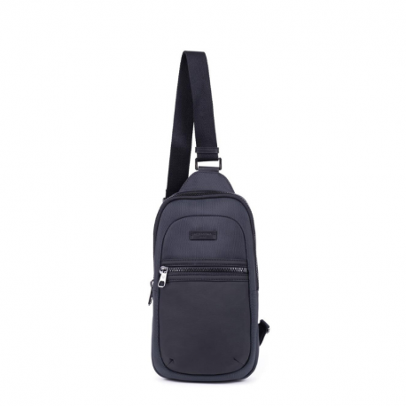 HEXAGONA Τσάντα body γκρί ύφασμα με δέρμα HNL48J