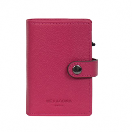 Καρτοθήκη με διπλό μηχανισμό slide και προστασία Rfid σε φούξια δέρμα 294FOU72