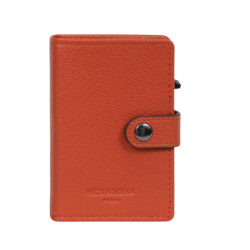 Καρτοθήκη με διπλό μηχανισμό slide και προστασία Rfid σε πορτοκαλί δέρμα 294ORA72