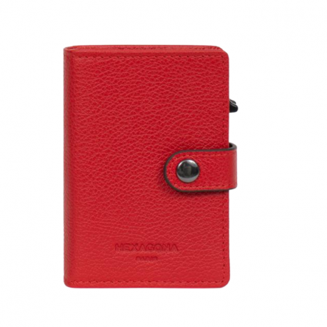 Καρτοθήκη με διπλό μηχανισμό slide και προστασία Rfid σε κόκκινο δέρμα 294FRA72
