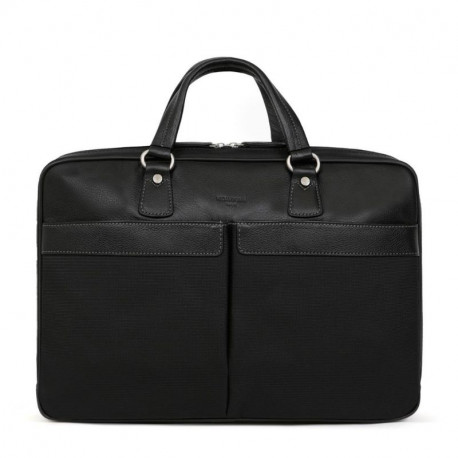 Χαρτοφύλακας Α4 μαύρος διθέσιος για υπολογιστή 15" από ύφασμα με δέρμα 29MAY435