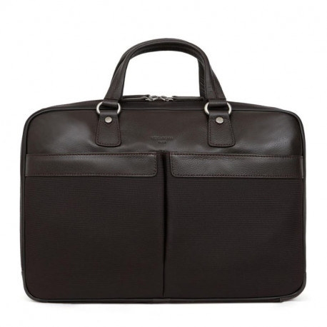 Χαρτοφύλακας Α4 καφέ διθέσιος για υπολογιστή 15" από ύφασμα με δέρμα 29KAF435