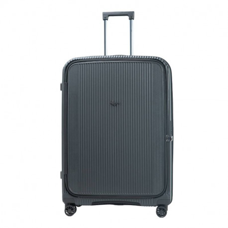 Βαλίτσα μεγάλη μαύρη σε Polypropylene με 4 ρόδες και αδιάρρηκτο φερμουάρ 299KLF13