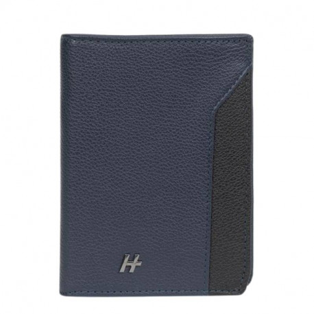 DANIEL HECHTER Ανδρικό πορτοφόλι όρθιο 13Χ10εκ. με προστασία RFID σε μπλέ με μαύρο δέρμα 295AGF19