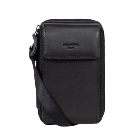 Κρεμαστή θήκη για κινητό τηλέφωνο με πορτοφόλι σε μαύρο δέρμα 291SOF22