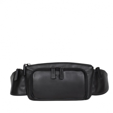 Ανδρικό τσαντάκι μέσης Hexagona σε μαύρο δέρμα 28MAY236