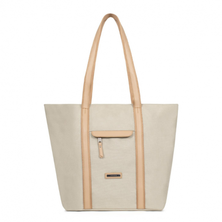 Τσάντα ώμου Α4 από αδιάβροχο ύφασμα σε μπέζ χρώμα 30BEI300