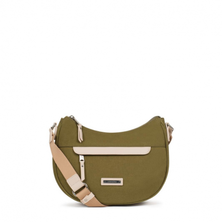 Τσάντα χιαστί από αδιάβροχο ύφασμα σε λαδί χρώμα 303VER04