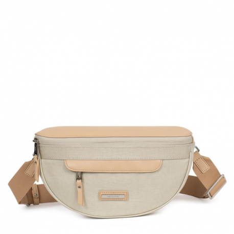 Τσάντα χιαστί από αδιάβροχο ύφασμα σε μπέζ χρώμα 303BGE05