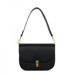 Γυναικεία Τσάντα Ώμου Μαύρη Τριθέσια με Καπάκι 302BLK62