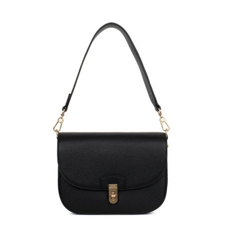 Γυναικεία Τσάντα Ώμου Μαύρη Τριθέσια με Καπάκι 302BLK62