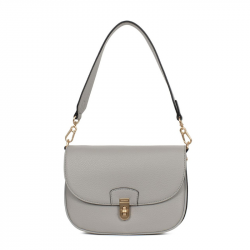 Γυναικεία Τσάντα Ώμου Γκρί Ανοιχτό Τριθέσια με Καπάκι 302MAR62