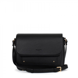 Γυναικεία Τσάντα Χιαστί  Μαύρη Τριθέσια με Καπάκι 302GHP66