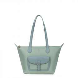 Τσάντα ώμου από αδιάβροχο ύφασμα στο χρώμα της μέντας 299BLK82