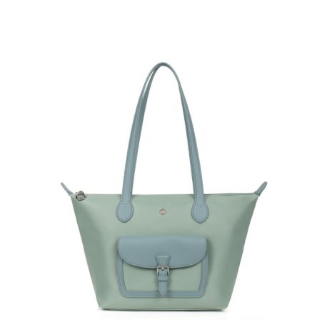 Τσάντα ώμου από αδιάβροχο ύφασμα στο χρώμα της μέντας 299BLK82