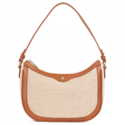 Τσάντα ώμου από ψάθα σε μπέζ με ταμπά χρώμα 29TAN791