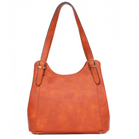 Τσάντα ώμου τριθέσια σε γηίνο ταμπά χρώμα CCY9X8