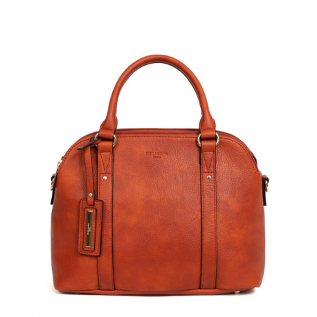 Γυναικεία Τσάντα Χειρός Τριθέσια σε πορτοκαλο-ταμπά χρώμα 303POR37