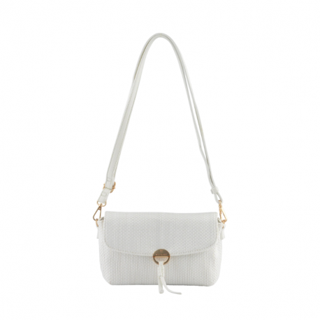 Ψάθινη Τσάντα χιαστί & Clutch σε λευκό χρώμα 30WIT202
