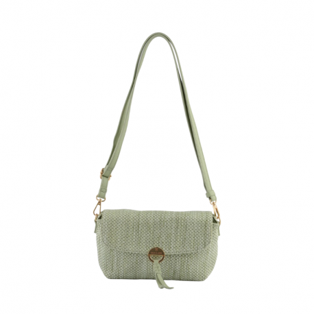 Ψάθινη Τσάντα χιαστί & Clutch σε πράσινο χρώμα 30GRE202