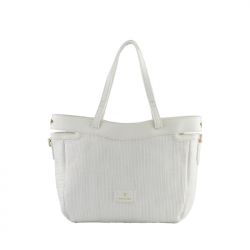 Ψάθινη Τσάντα Ώμου & χιαστή σε μπέζ χρώμα 30BGE203