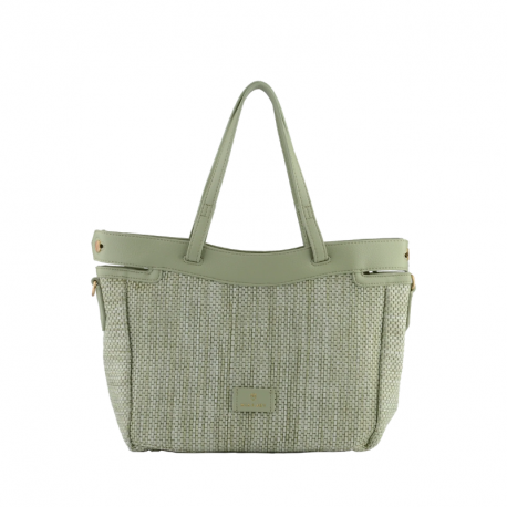 Ψάθινη Τσάντα Ώμου & χιαστή σε πράσινο χρώμα 30GRE203