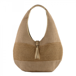 Ψάθινη Τσάντα Shopping με χρυσές λεπτομέρειες σε Μπεζ Χρώμα 302BGE13