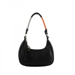 Μικρή Τσάντα Ώμου σε μαύρο χρώμα με Χρωματιστό Λουρί 30BLK171
