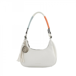 Μικρή Τσάντα Ώμου σε λευκό χρώμα με Χρωματιστό Λουρί 301LEY71
