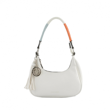 Μικρή Τσάντα Ώμου σε λευκό χρώμα με Χρωματιστό Λουρί 301LEY71