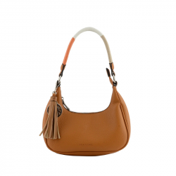 Μικρή Τσάντα Ώμου σε μπέζ χρώμα με Χρωματιστό Λουρί 301MPZ71