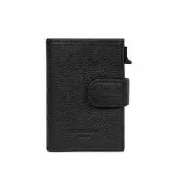 Δερμάτινη Καρτοθήκη Hexagona Μαύρη με Slide & RFID 29BLK473